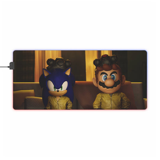 Mario & Sonic as Walt & Jesse RGB LED Mouse Pad (Desk Mat)